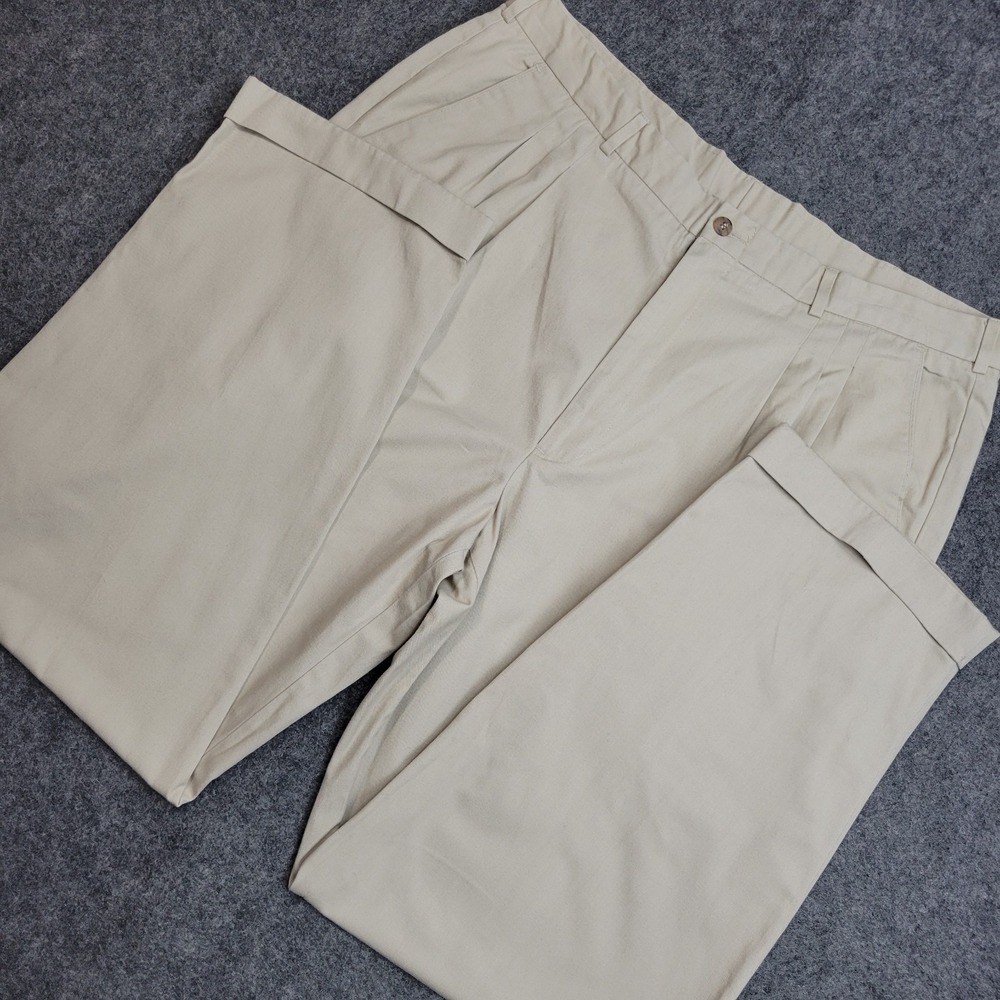 Perry Ellis Chino Pants Mens 38 Beige Straight Leg Portfolio Grandpa Old Money
